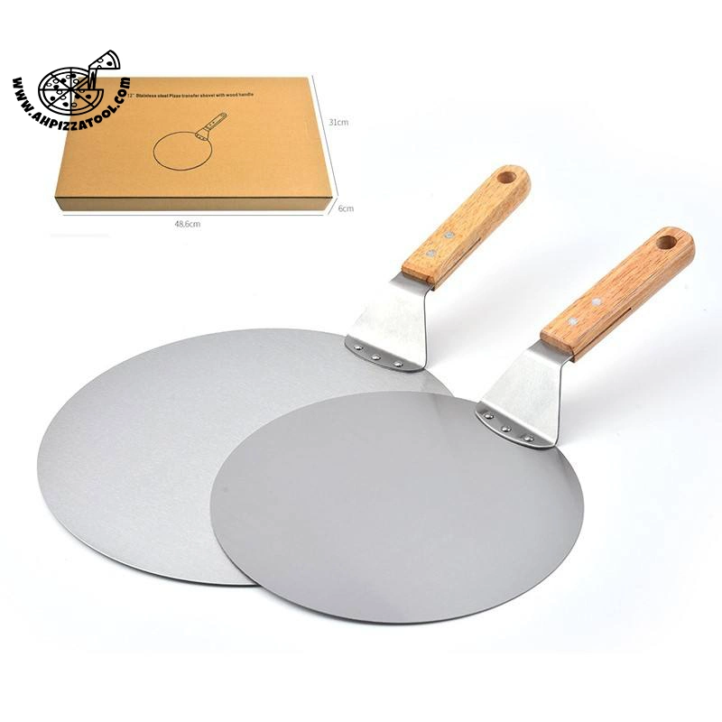 10/12/14/16 Inch Stainless Steel Round Cake Lifter Pizza Peel Paddle Spatula