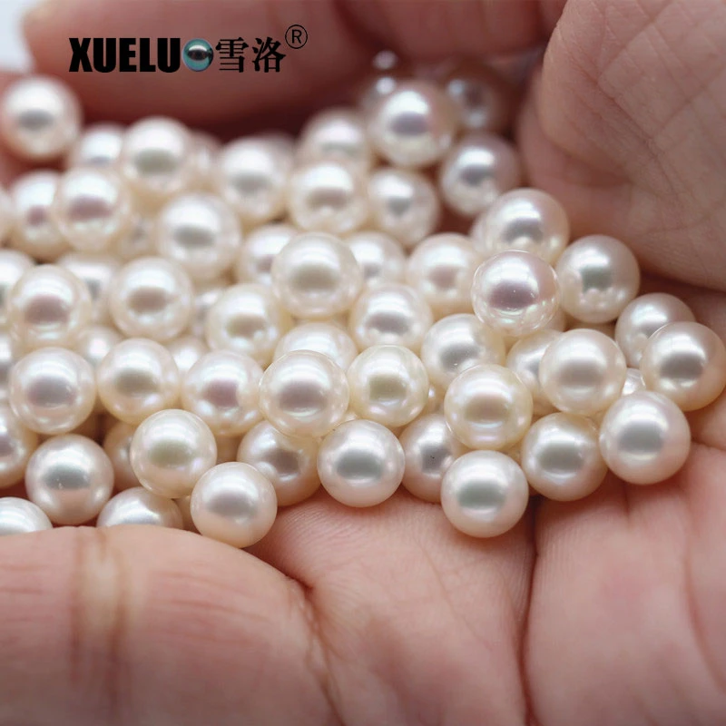 8-9mm AAA High quality/High cost performance  Round Natural White Freshwater Loose Pearl Beads (XL110048)