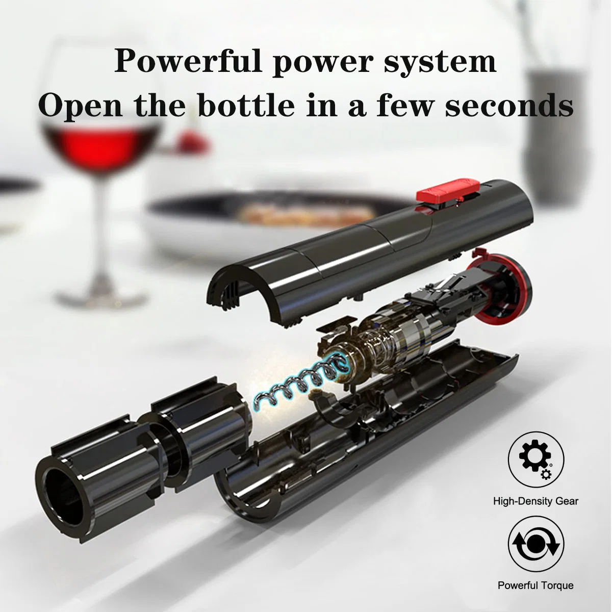 Conjunto de parafusos automáticos CorkScrew Premium com logótipo personalizado vinho elétrico sem fios recarregável Abertura de garrafa