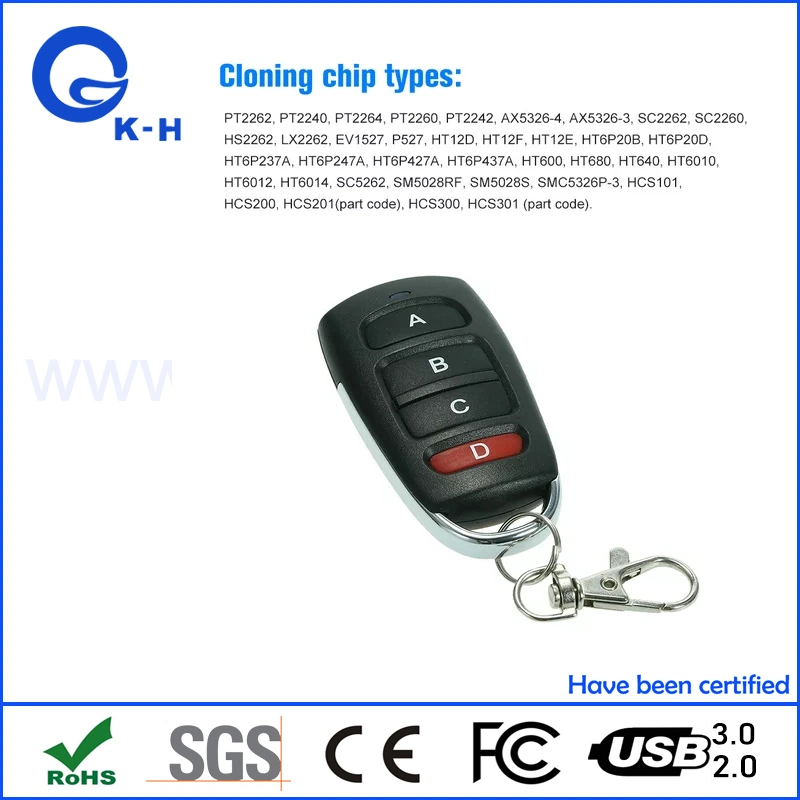 433MHz Wireless Remote Control Copy Cloning Garage Door Opener Security Alarm