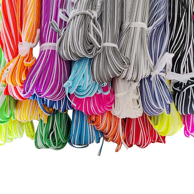 Polyester Rainbow Reflective Piping Ribbon for Garment