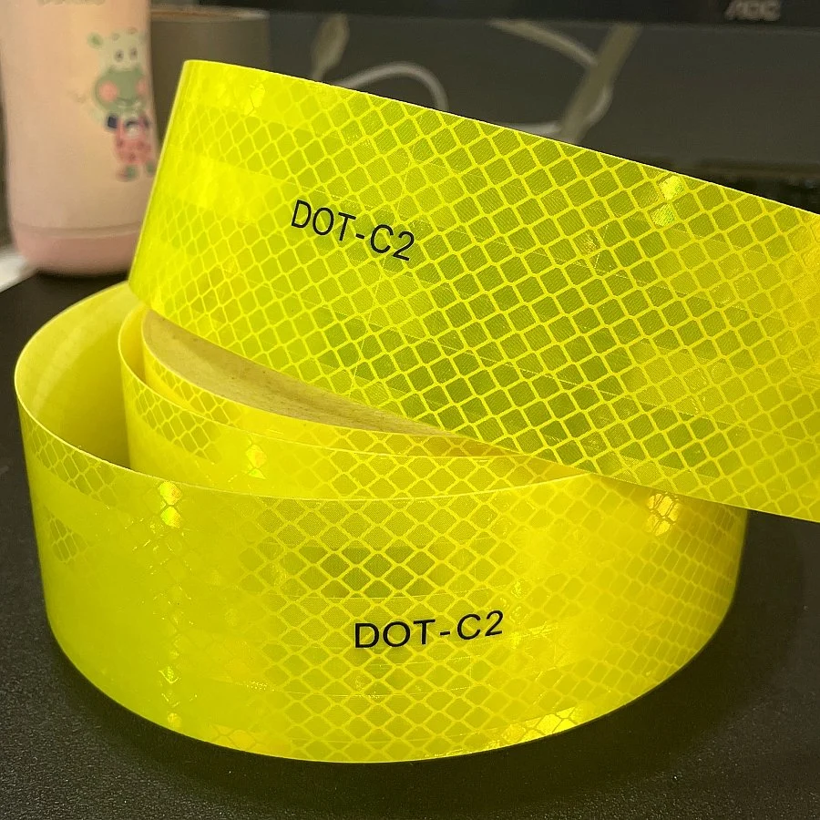 High-Vis Waterproof Outdoor Fluorescent Yellow DOT-C2 Truck Trailer Reflective Conspicuity Tape