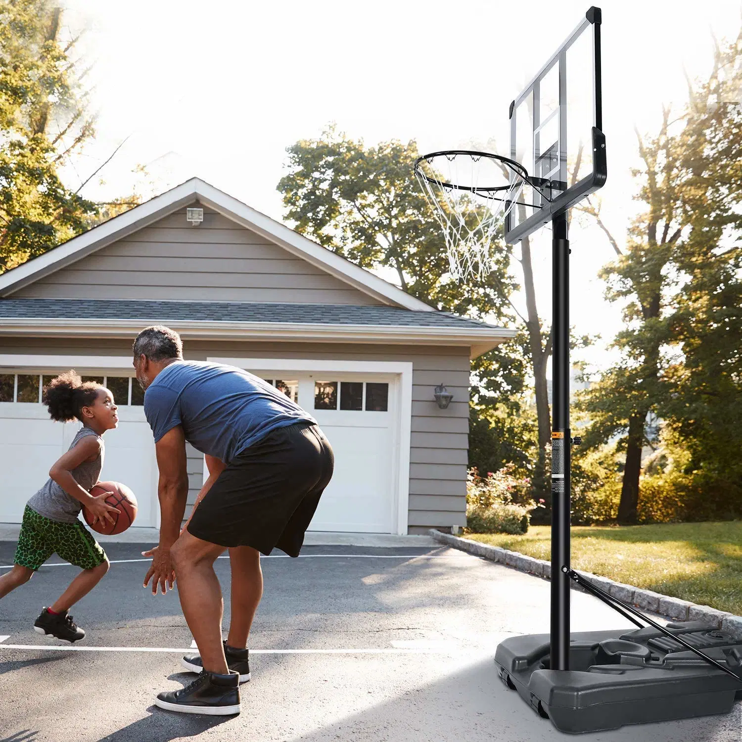 Support de basket-ball portable avec ressort de fond réglable à base en HDPE amovible Jante