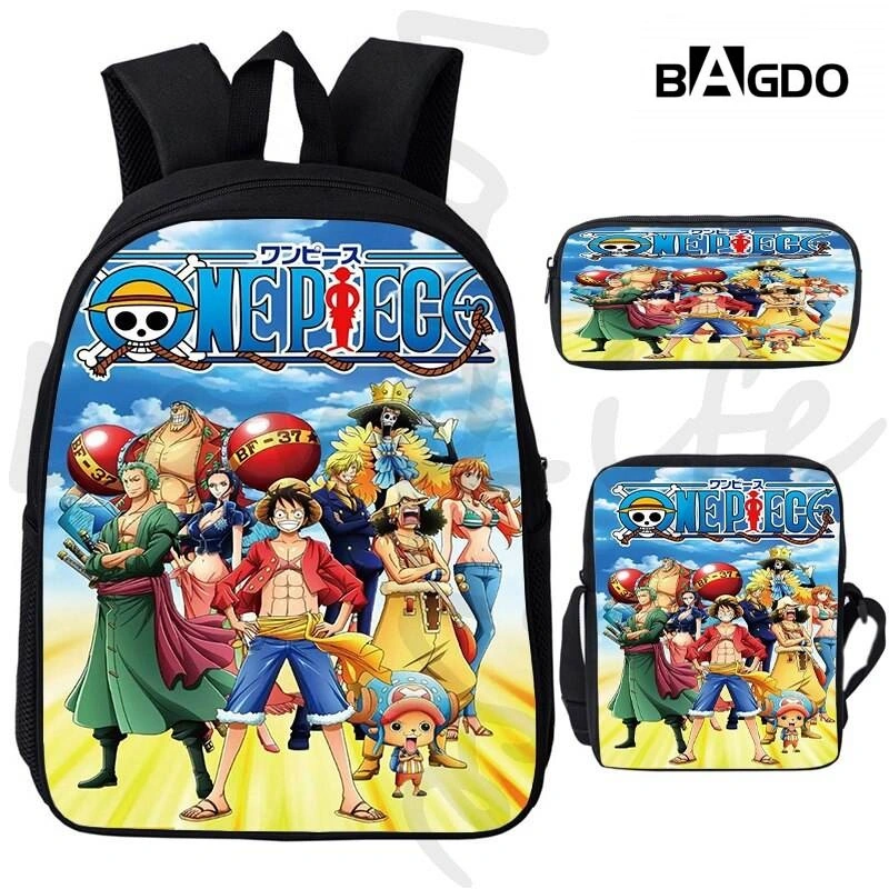 Conjunto de 3 mochilas escolares con personajes de dibujos animados lindos impresos en 3D