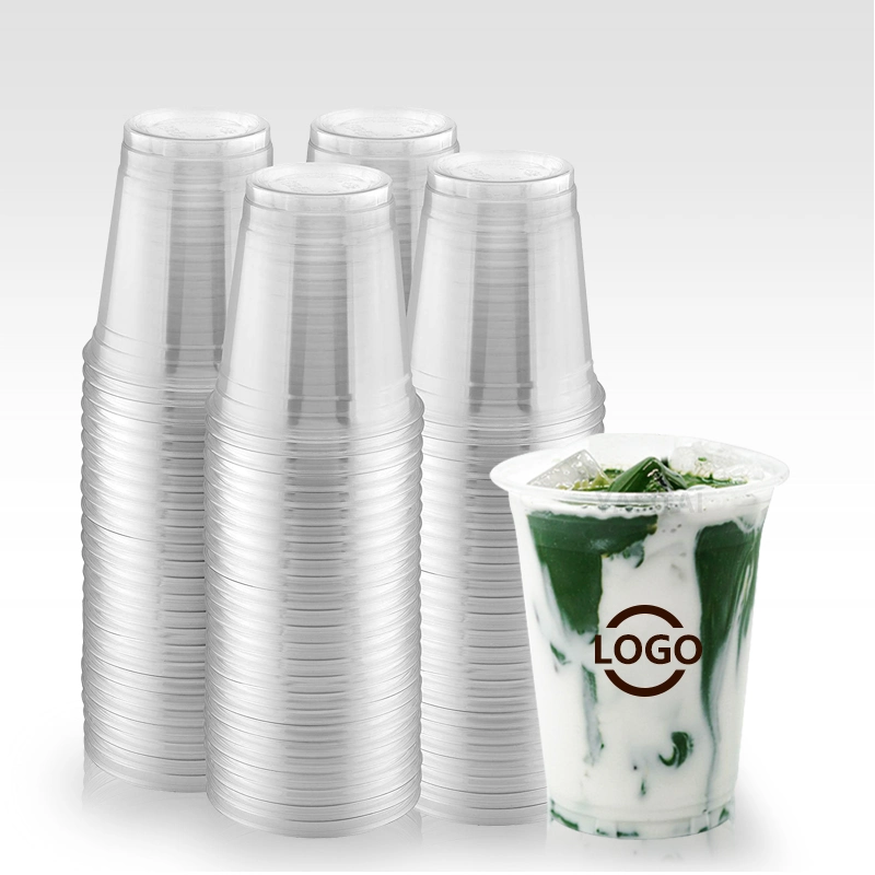 Eco Friendly Custom Printed Clear 12, 16, 20, 24 32oz PP Pet Transparent Disposable Plastic Cup with Lid