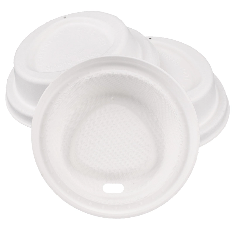 Beverage Cup Paper Lid Eco-Friendly Food Grade 80mm 90mm Bagasse Coffee Cup Lid