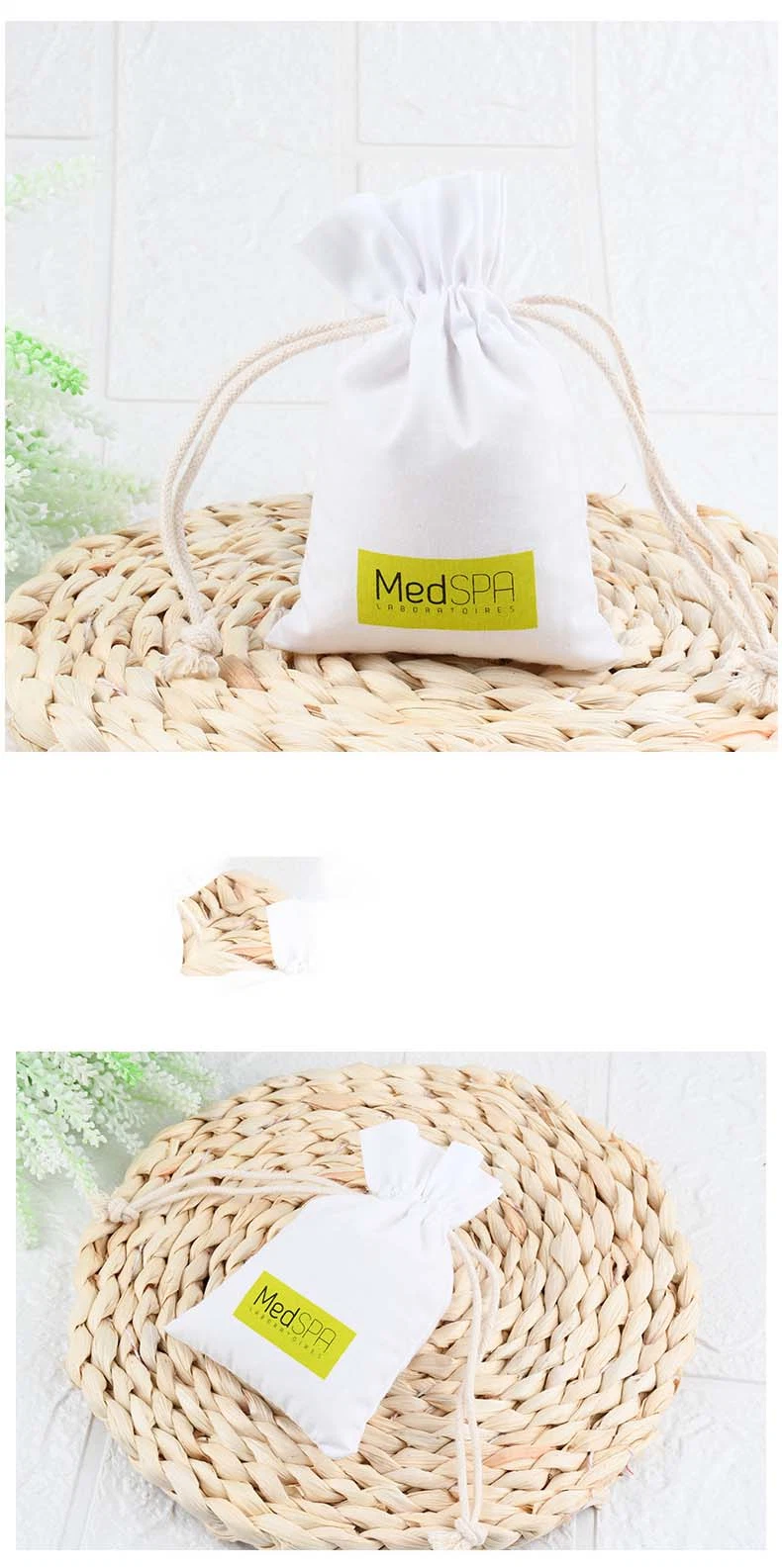 Wholesale/Supplier Cotton Bag Solid Color Bunch Pocket Storage Bag DIY Drawstring Bag Home Storage Pocket Can Print Logo