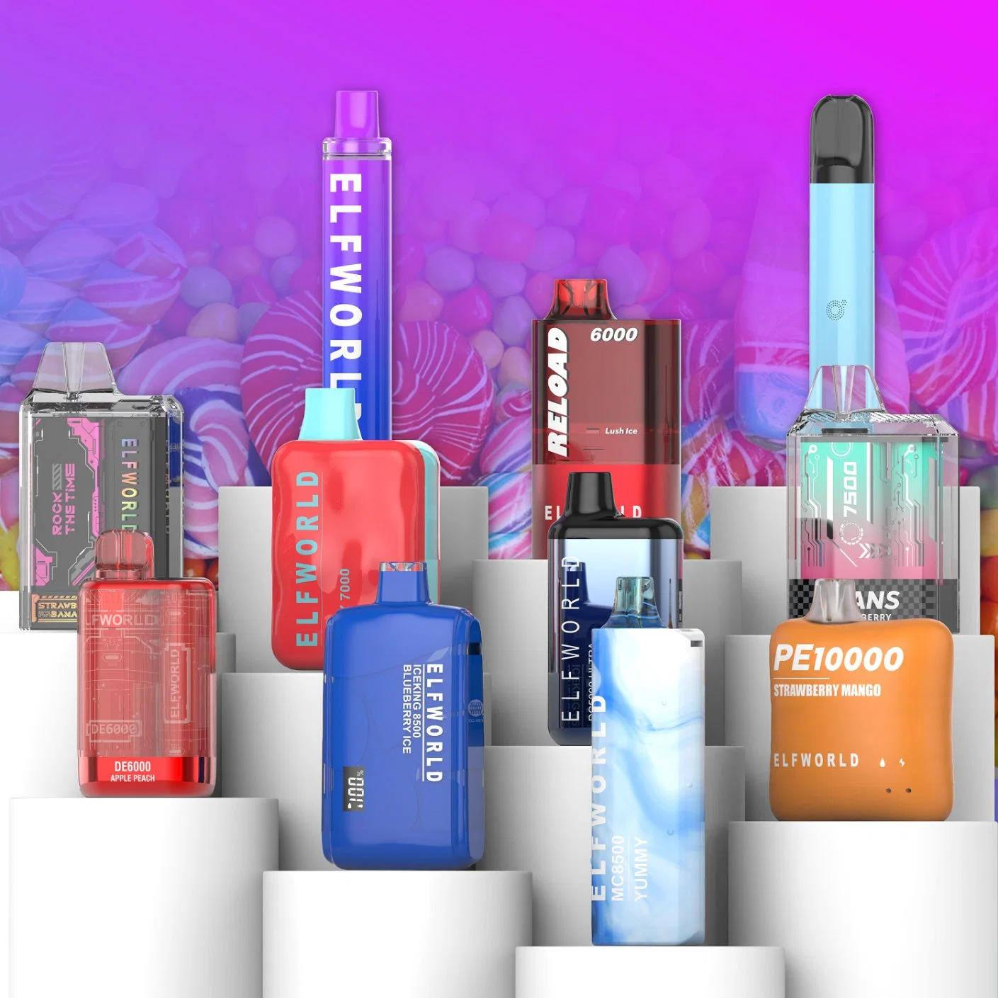 2023 Neueste Beliebte Vapor Pen Elfworld Nikotin Einweg-Vape Stifte 600 mg 2500 De 6000 PE10000 Trans 7500 Trans Pro9500 Ice King8500 I15 pro 120000-Puffs