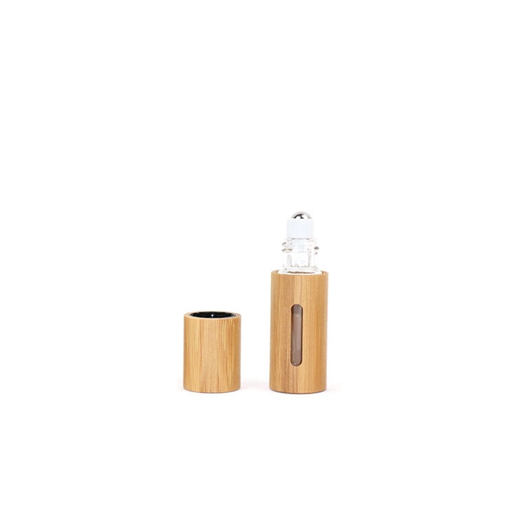 3ml 5ml 10ml 15ml Glass Inner Bamboo Essential Oil Roll on Bottle with Window and Metal Roller Ball