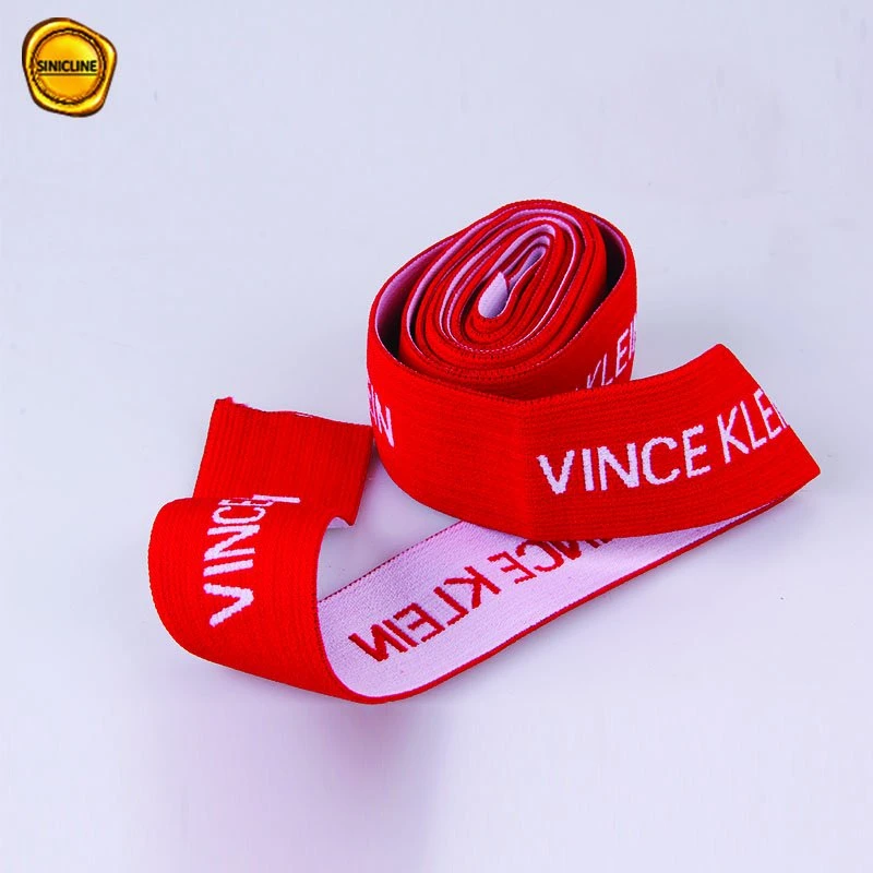 Sinicline Custom Red with White Logo Printed Elastic Ribbon for Sewing