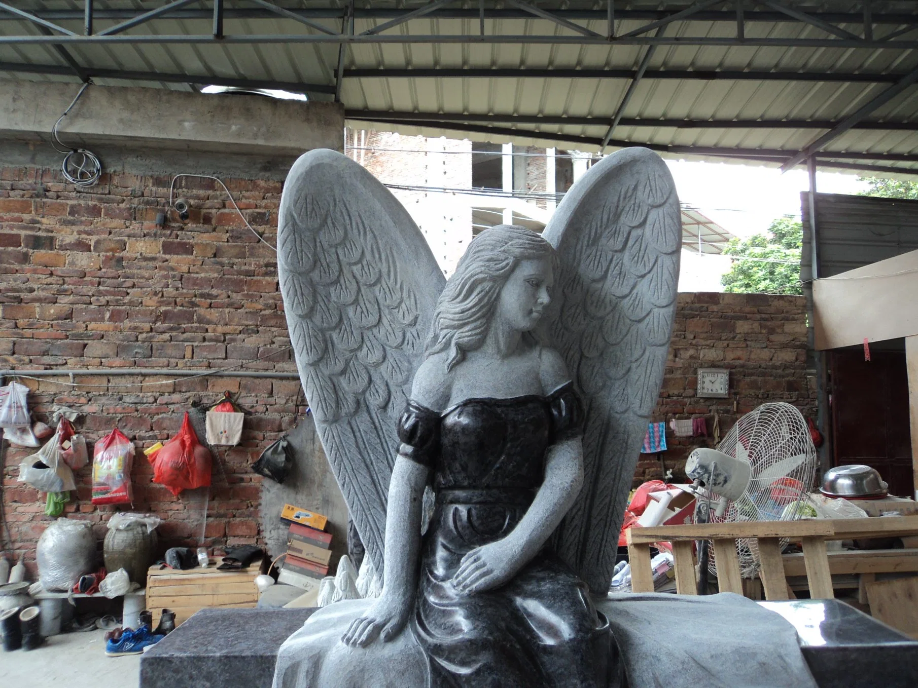 Angel Headstone Polished Granite Tombstone Craving Angel Headstone