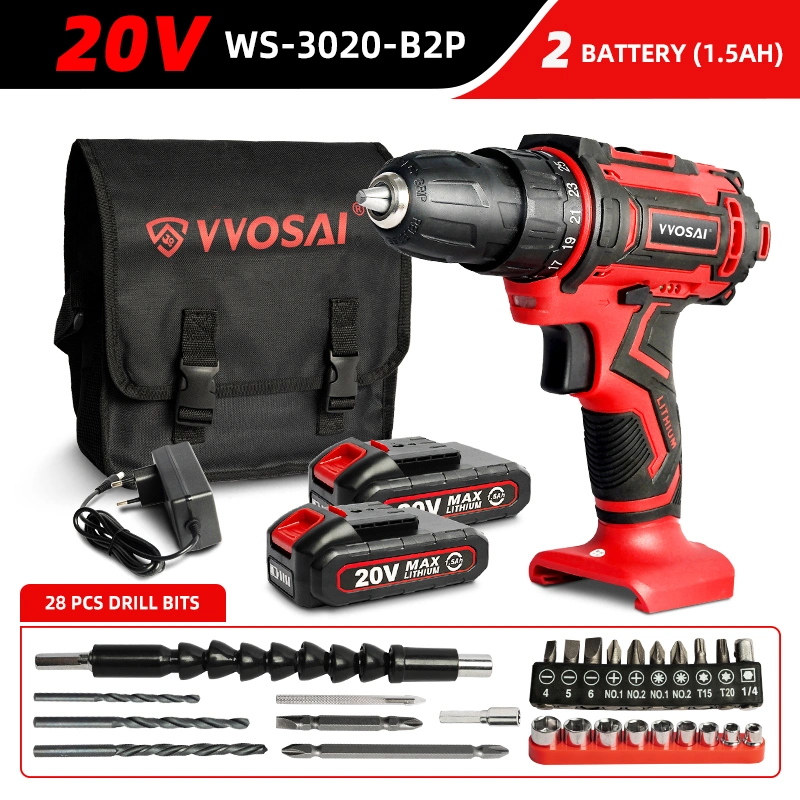 Set Modern Vvosai 20V Battery Charging Handheld Power Drill
