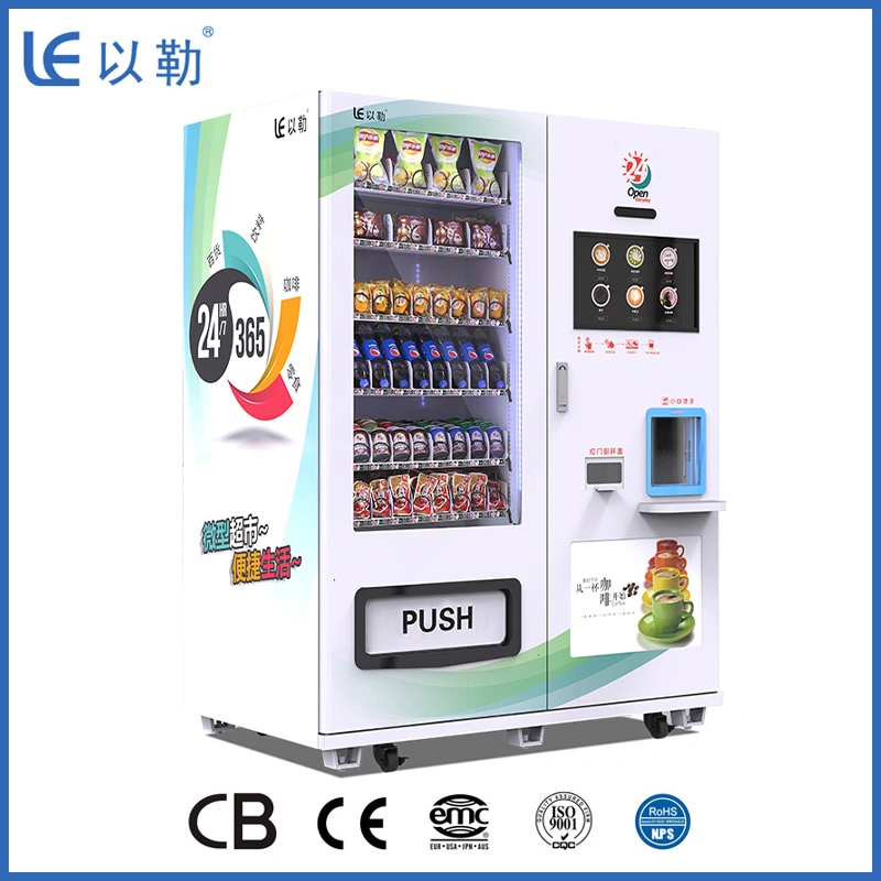 Combo Coffee and Sack Can Bottle Vending Machine Le209c