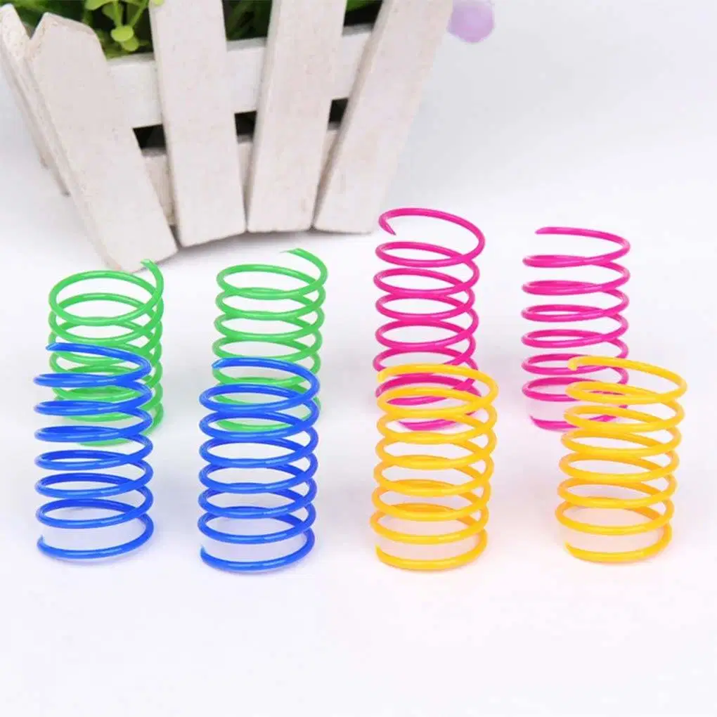 Hot Selling 4PCS Durable Heavy Plastic Cat Spiral Spring Interactive Cat Toy