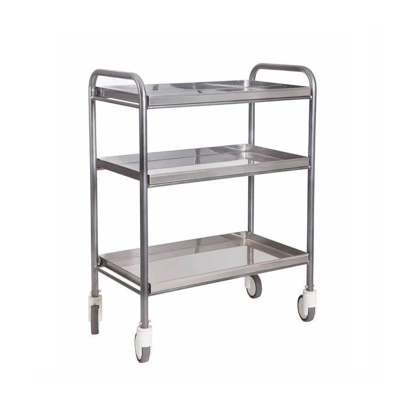 Commercial Equipment Stainless Steel 3 Layers Tray Food Distribution Handcart Cupboard Hospital Food Trolley