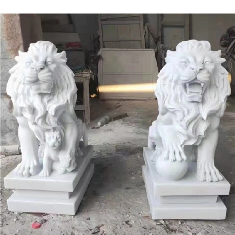 Outdoor Garden Decoration Life Size Antique Marble Stone Lion Statue Animal Sculpture for Sale