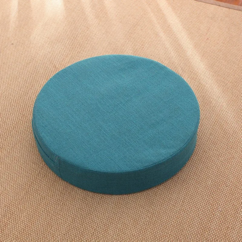 Sponge Futon Circular Cushion Made of High-Density Sponge and Cotton Linen Fabric