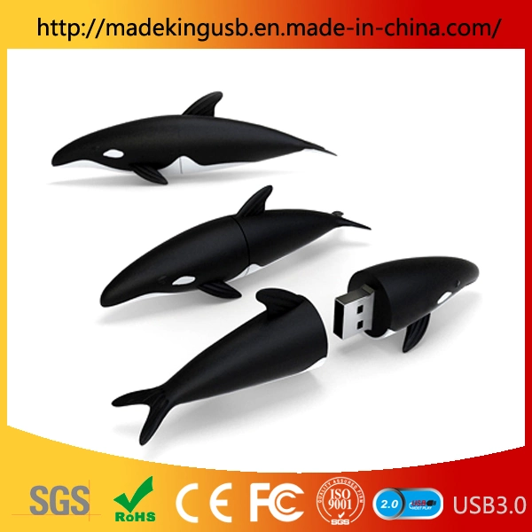 Los tiburones de PVC/ unidad Flash USB Pen Drive de personalización de animales marinos