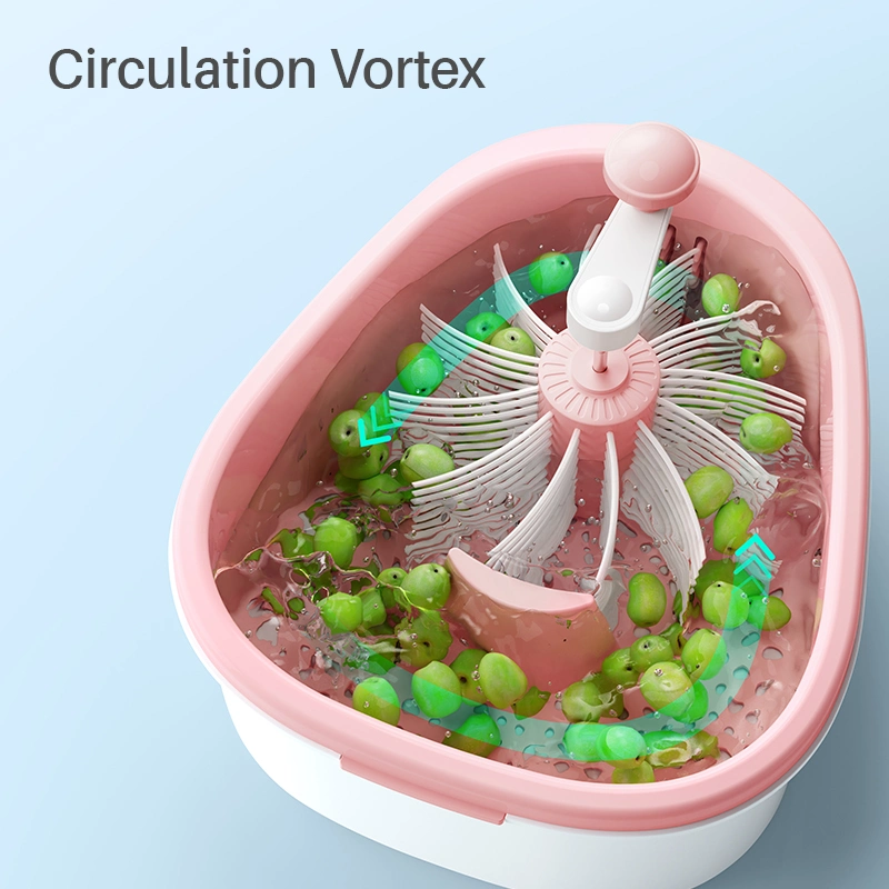 Joyloop Fruchtreinigungsgerät, großer Fruchtwaschspinner mit Schüssel, Deckel, Sieb, Krank und selbstentwässertem System