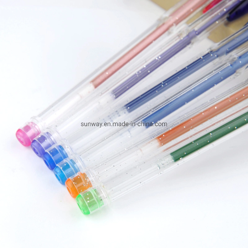 School Stationery Glitter Gel Pens with Fluorescence Ink for Coloring