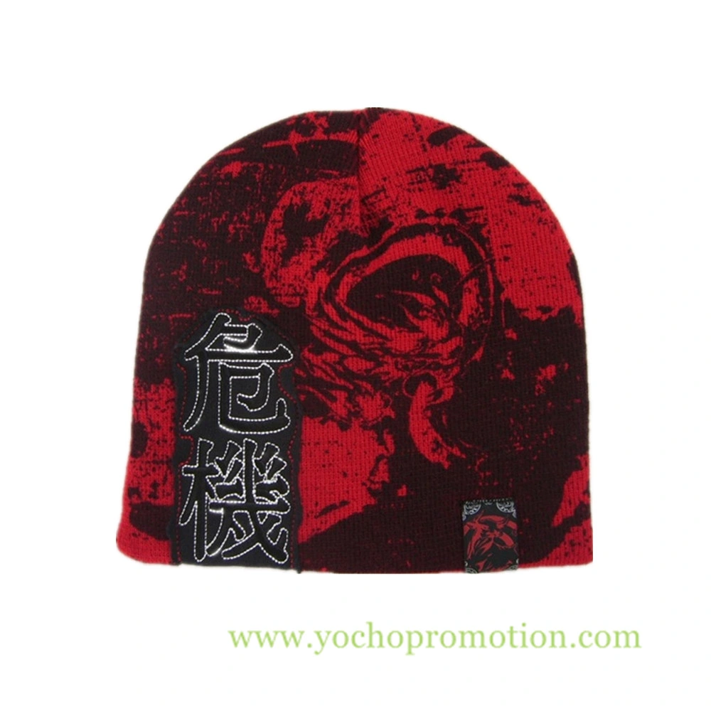 100% Acrylic Printed Winter Beanie Knitted Hat