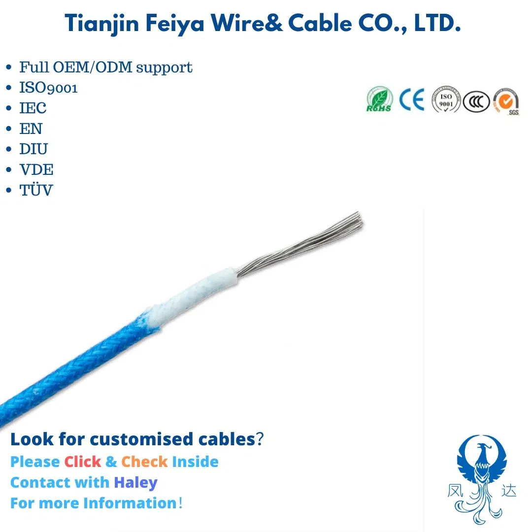 Cable de transmisión de PVC de alto rendimiento de la mosca W con temperatura nominal de 4 mm2 200C Cable de silicona de trenzado de fibra de vidrio