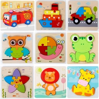 Popular China Atacado Madeira Gift Car Montessori Educational Children criança Bebé Puzzle jogo Dinosaur Learning construção Fidget modelo bloco Menina brinquedos