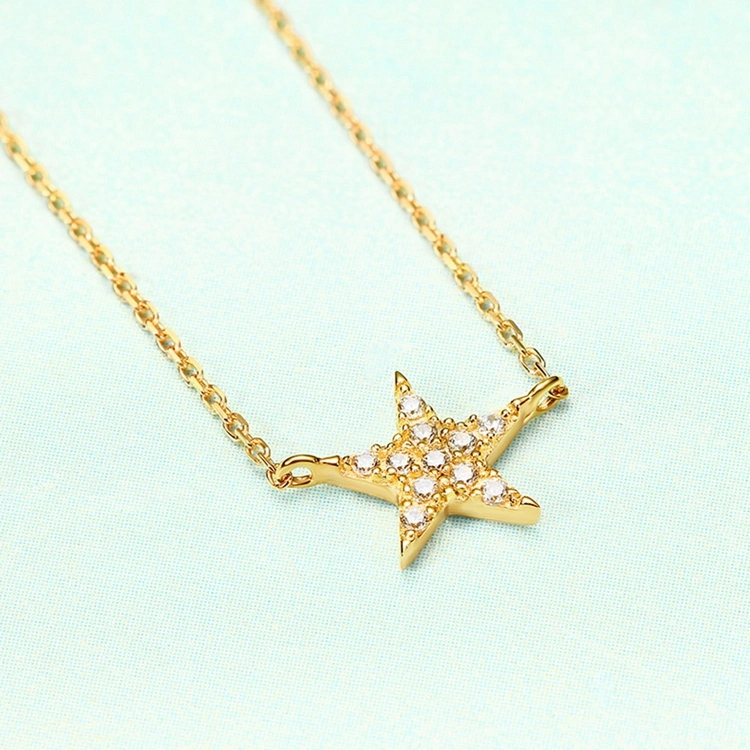 Trendy Women Star Necklace 14K 18K Gold Necklace Inset 5A Zircon