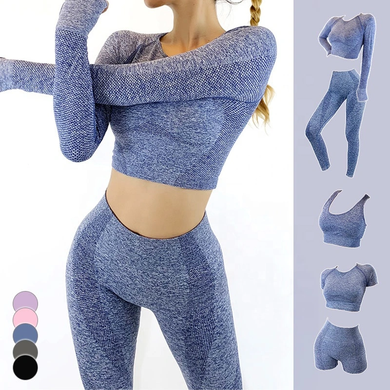 Tiktok Amazon Seamless Crop Top & Yoga Leggings Gym Fitness Sets Clothing for Women Fabletics Powerhold Ectiva Sportswear