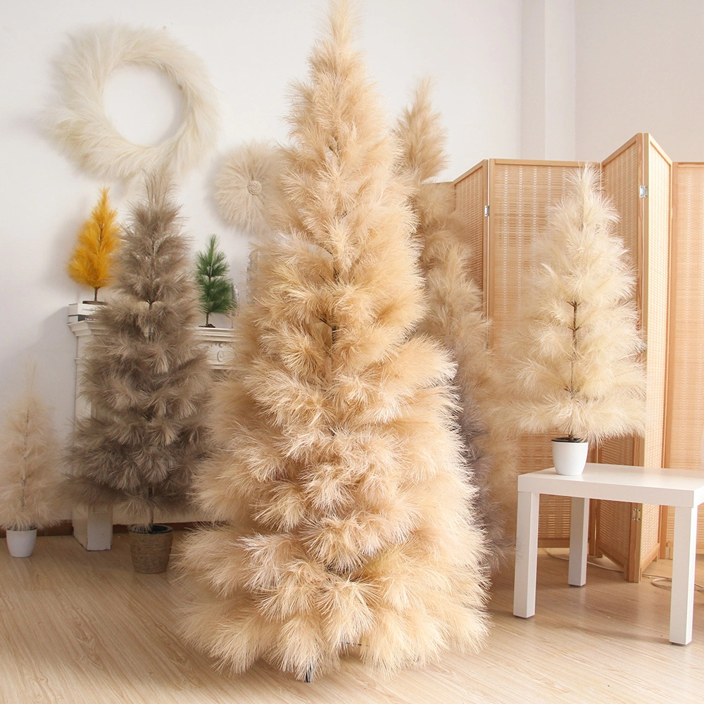 Diseño original! Mejor vendedor 6-FT Artificial Pampas Tree de Rendimiento de alta calidad/alto costo Fluffy árbol de Navidad Grande decoración interior al aire libre