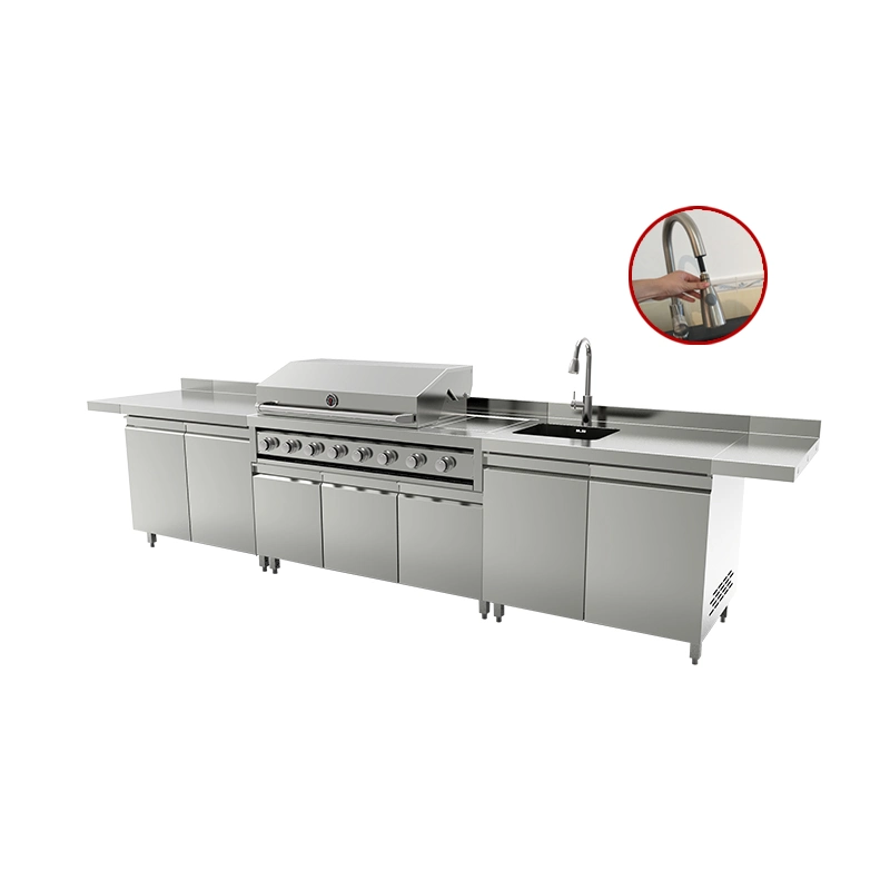 Cozinha Exterior Metal armários Varanda Grill gás Churrasco Rack Kitchen Armário