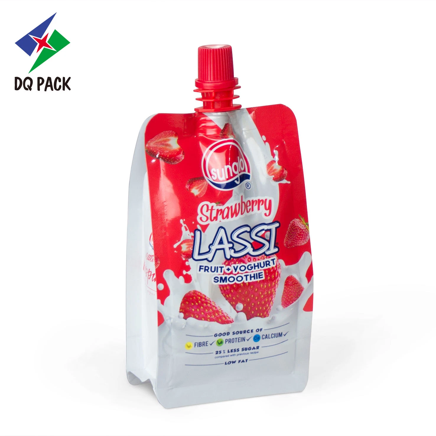 Dq Pack Aluminium Joghurt Lebensmittel Saft Getränk Flüssige Verpackung Qual-Seal Tülle mit flachem Boden und aufstehendem Ausguss