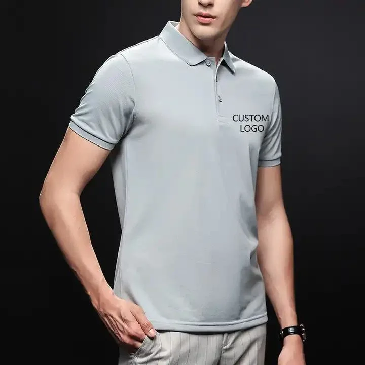 Дешевые оптовые мужские шорты 195GSM Ice Silk Fabric Solid Color Рубашка-поло для гольфа с большим рукавами