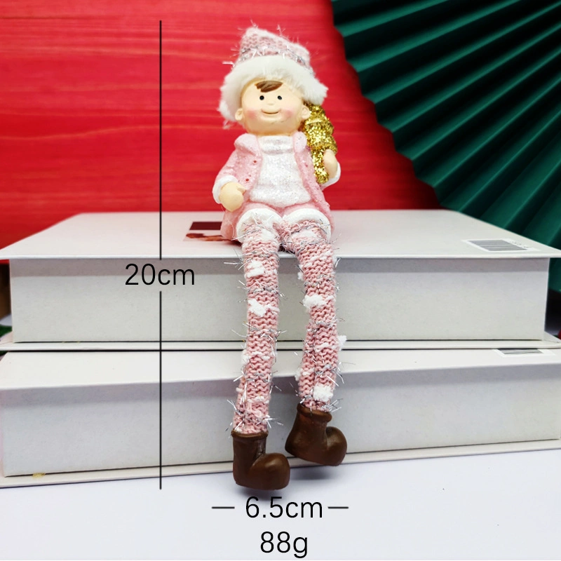 Dernière Décoration de Noël cadeau pour les enfants Cute jouet clignotant Polyresin pendaison pied Figurine de poupée