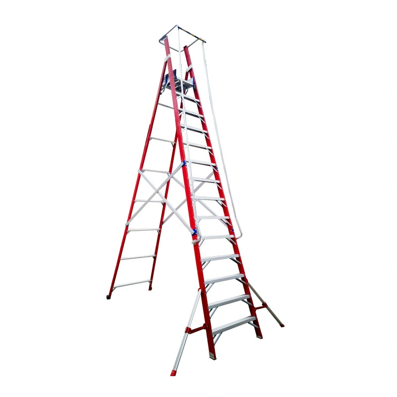 Wholesale 3-12 Step Fiberglass Foldable A Shaped Platform Ladder with EN 131