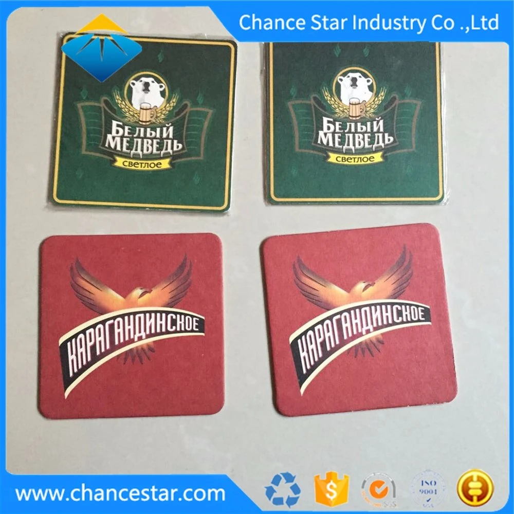 Custom Logo Printed Beer Glass Pads Tissue Cup Mats Paper Pulp Board Coasters