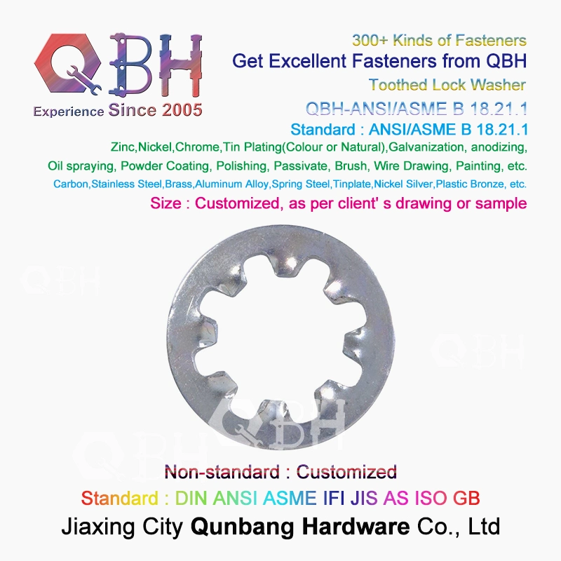 Qbh ANSI/ASME B 18.21.1 Standard Customized External Internal Toothed Tooth Teeth Serrated Bearing Nut Lock Washer