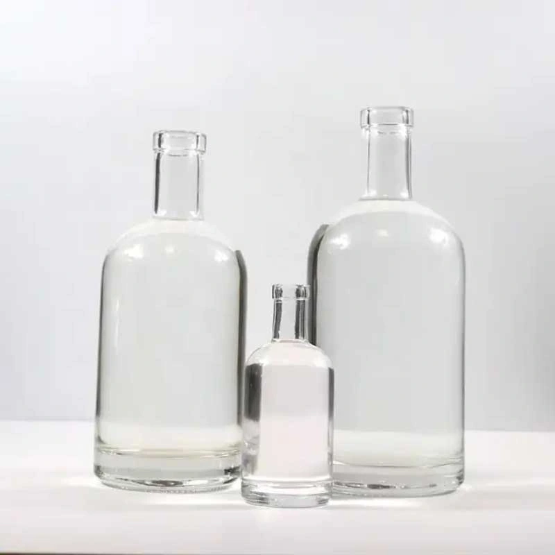 Premium Empty Cylinder Liquor Wine 750ml Frosted Glass Vodka Bottle 1000ml Wine Glass Bottle Rum Glass Bottle Round Bottle for Beverage Packing