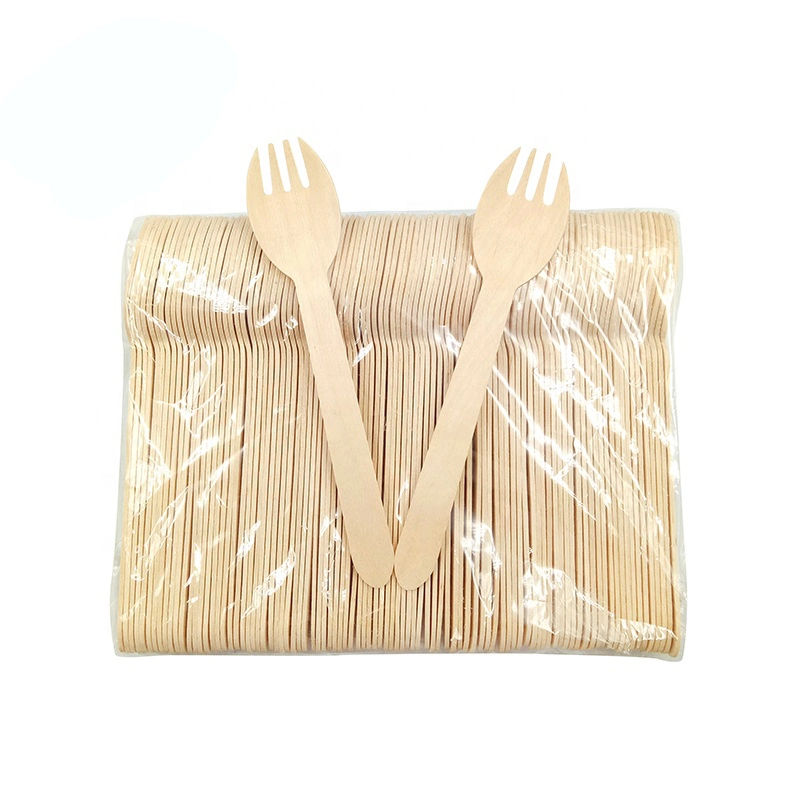 Factory Wholesale/Supplier Biodegradable 6.3 Inch Eco-Friendly Disposable Birch Wood Wooden Cutlery Spork Tableware