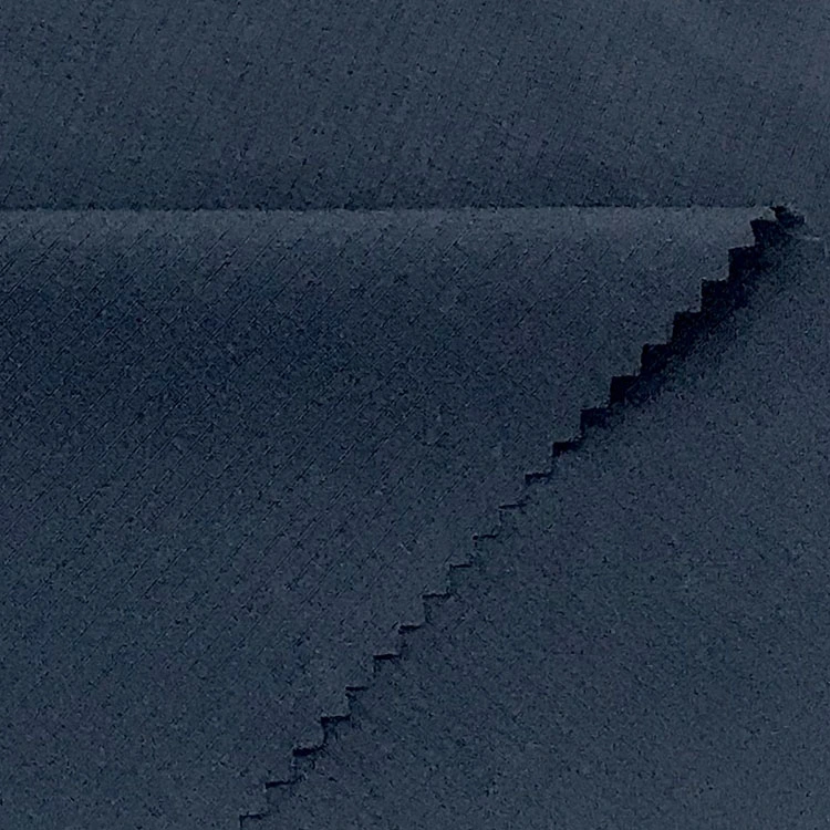 China Manufacturer 75D Double-Line Check Four-Way High Stretch Dark Blue Polyester Fabric Hot Products Garment Clothing