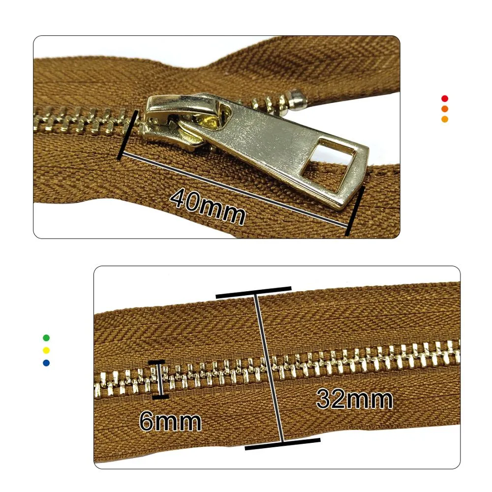 Green Color 5# Zippers Open-End Auto Lock Gold Metal Zipper