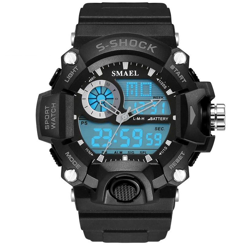 Fashion LED Display Digital Blue Watch Customize Silicone Men's Sports Wrist Watch