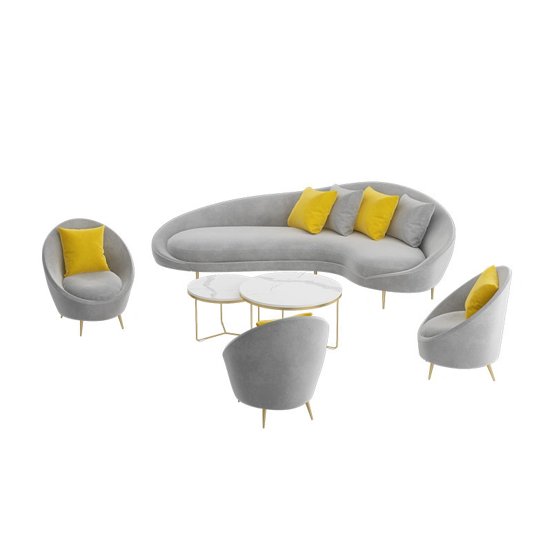 Muebles modernos de Salón de Casa pies metálicos Sala de estar con tejido curvo Sofá individual