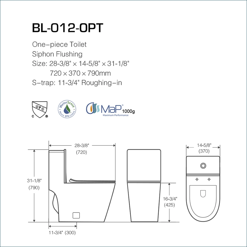 Watermark Elongated Tornado One Piece Ceramic Toilet Bowl Sanitary Ware Wholesale/Supplier