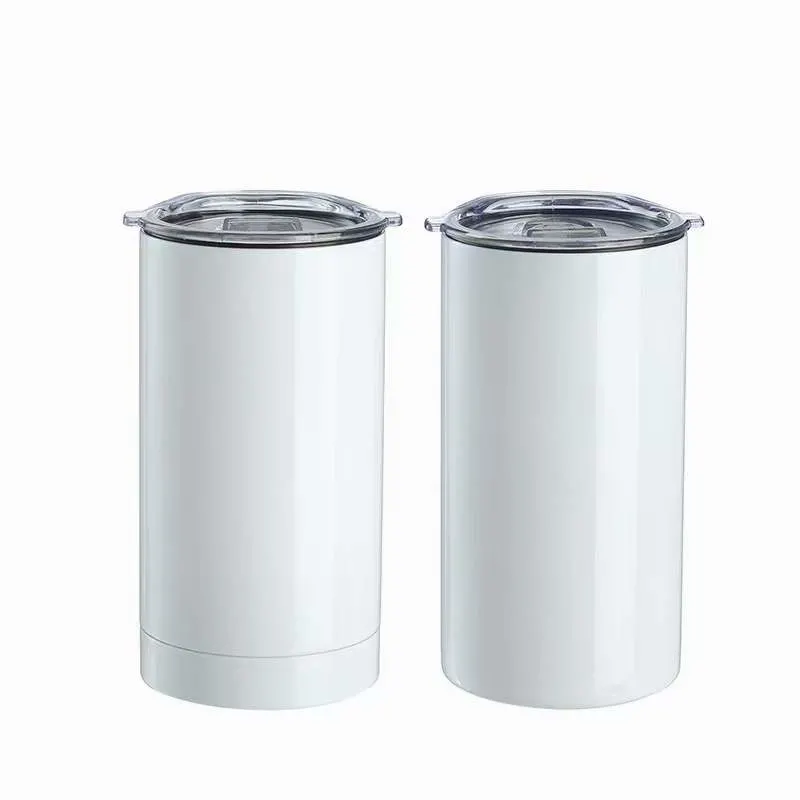 Travel Cups for DIY Gift,Coffee,Beverage (White 2 PACK) as a Gift Linkfine Polymer Coated Skinny Straight Stainless Steel Cups with Lid and Straw - Gloss White