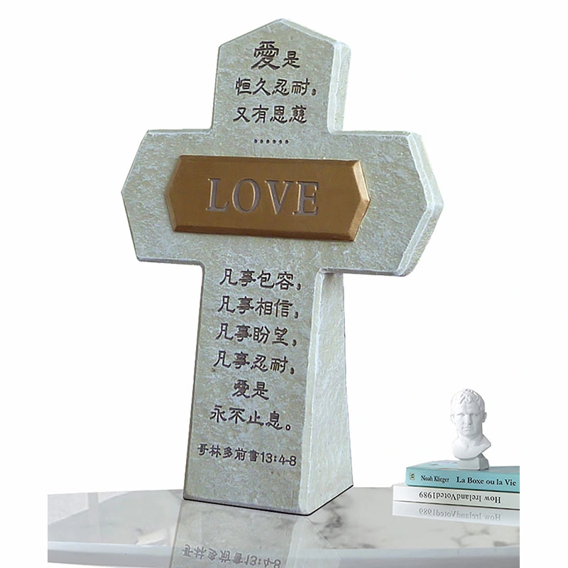 Faith Resin Simulation Stone Cross Ornament Christian Gift for Gc-Xr-P218