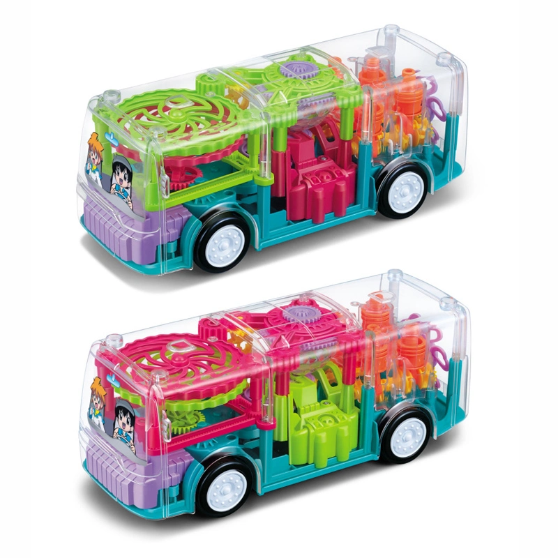 Electrical Toys Children Gaer Train Toys Transparent Gear Bus Toys Universal Driving Interesting Toy Kids Battery Operated Bus