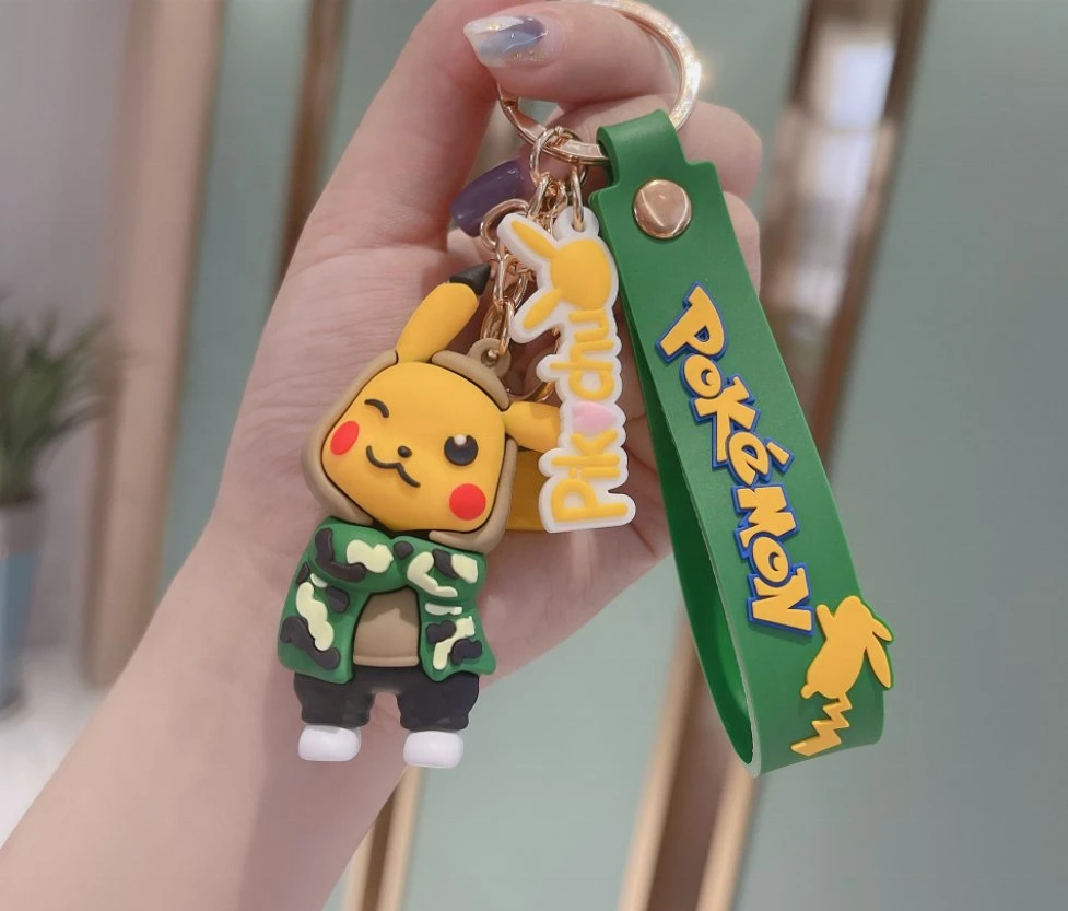 Hot Selling Anime Figure Souvenir 3D Pikachu Pokemon Character Keychain