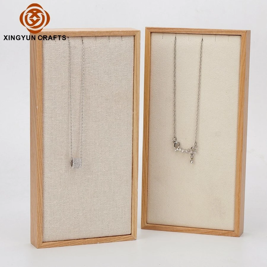 Customized Natural Wooden Pendant Necklace Bracelet Display Tray Wood Jewelry Packaging Display