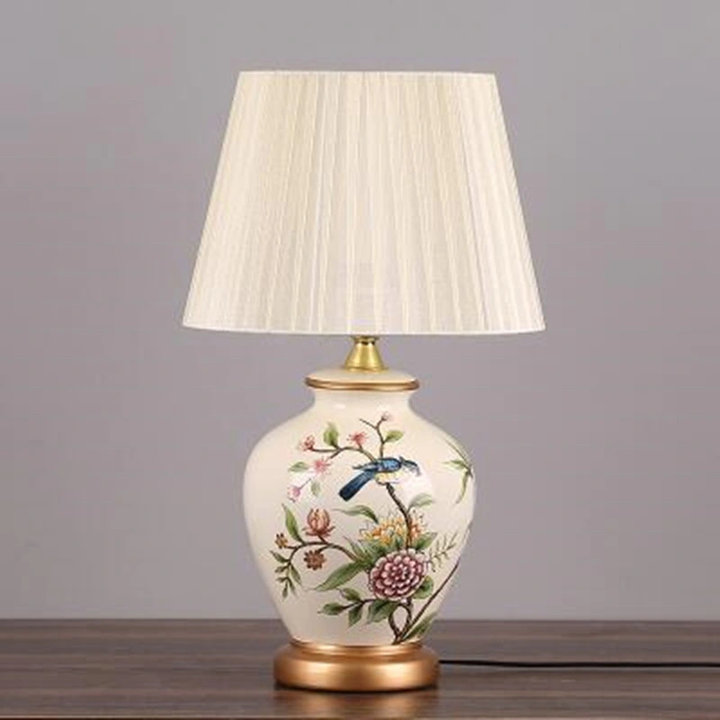 Vintage Retro Country chinois porcelaine céramique tissu E27 Dimmer Table Lampe en porcelaine (WH-MTB-107)